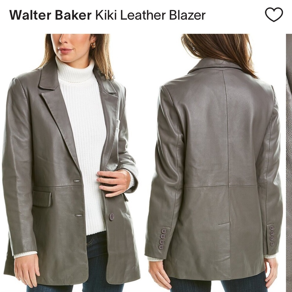 Walter Baker Kiki Leather Blazer Gray/Grey Women’s Size L NWOT - never worn